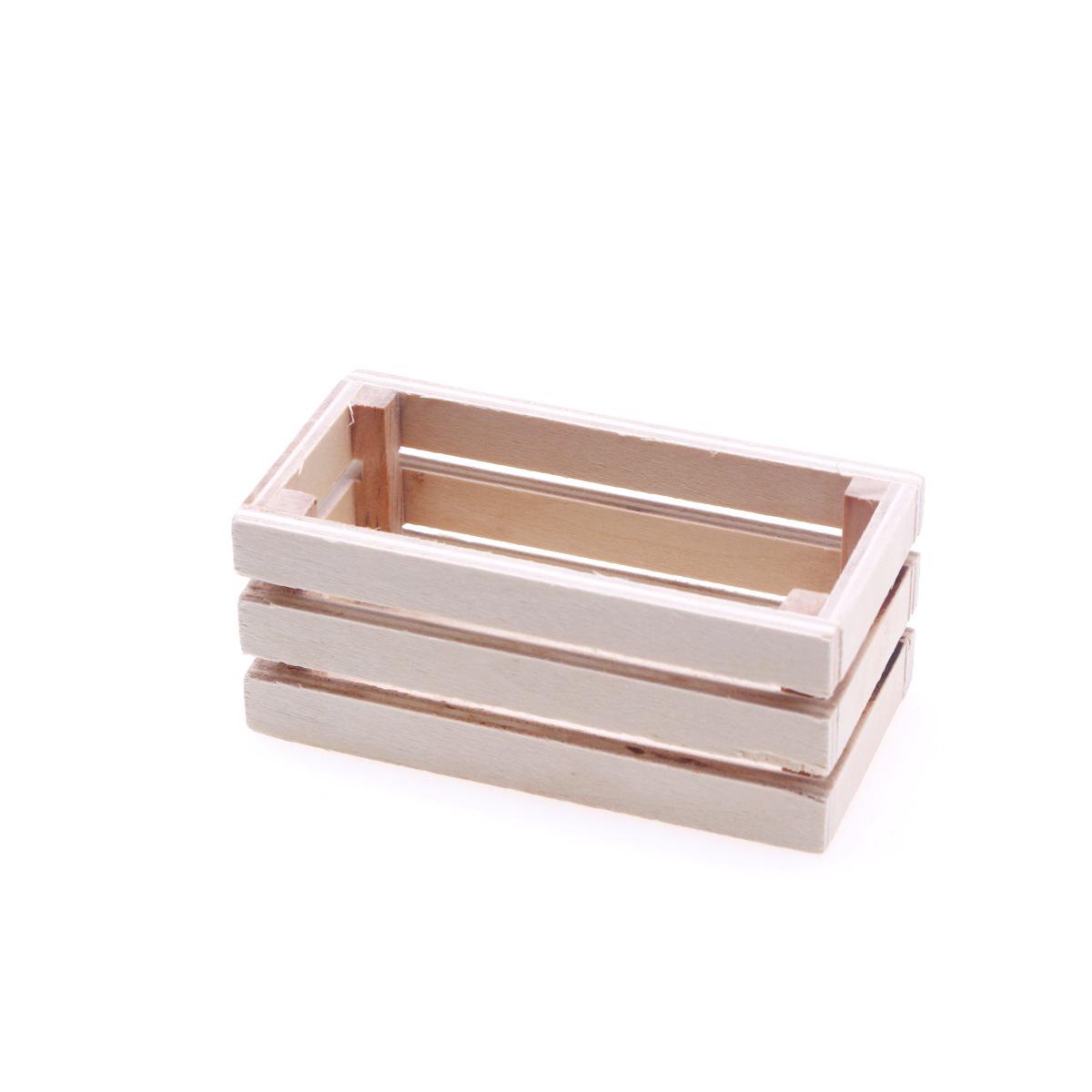 Mini Wooden Storage Basket for Dollhouse - Blythe Doll Miniature Supermarket Beverage and Food Accessory