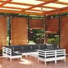 VidaXL Solid Pine Wood Garden Lounge Set 10 Pcs with Cushions Patio Furniture Outdoor Furniture Garden Furniture 3097254