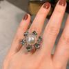 Tiktok Cross-border Australian Fritillary Pearl Micro Inlaid Green Ring Fashion Adjustable