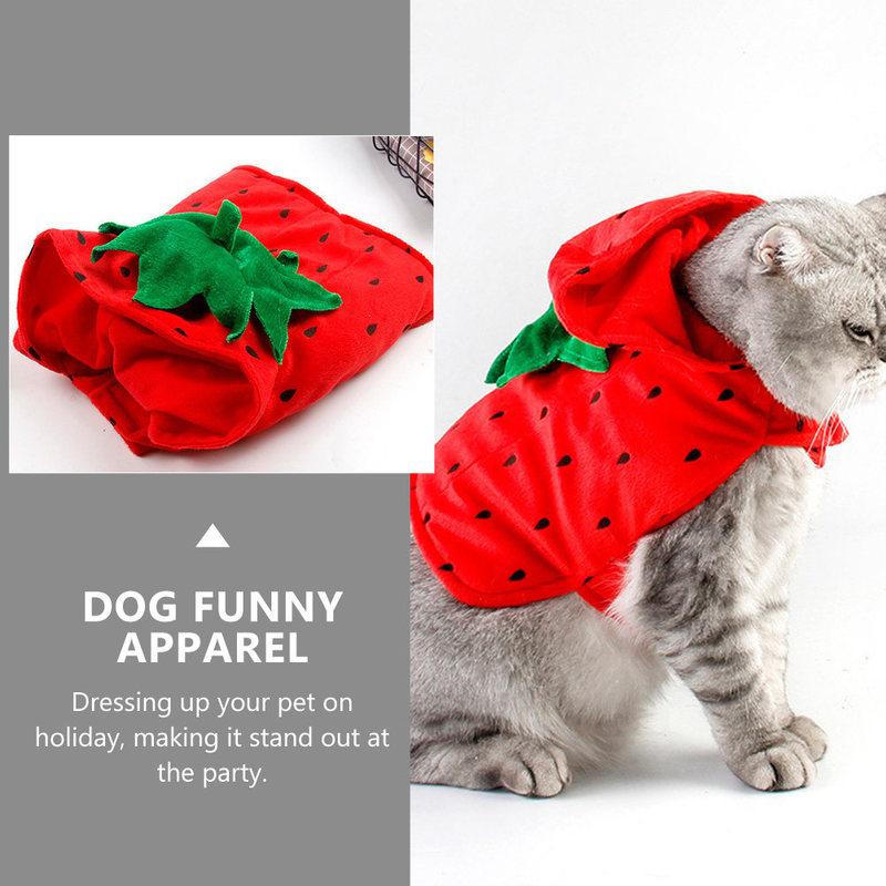 1Pcs Pet Strawberry Costume Dog Halloween Hoodie for Small Breeds Chihuahua Pomeranian Poodle Pug Party Festival Comfortable