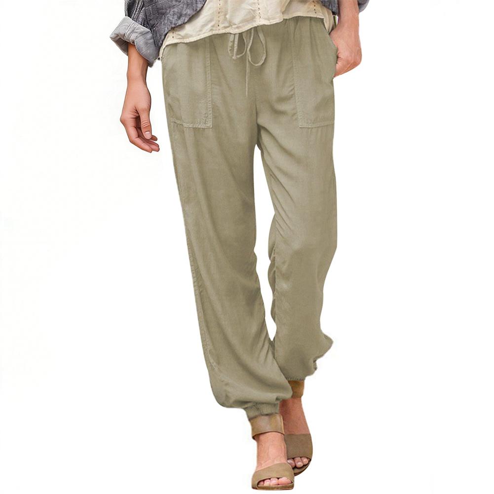 Women s Drawstring Stretch Pants Cuffed Casual Pants L