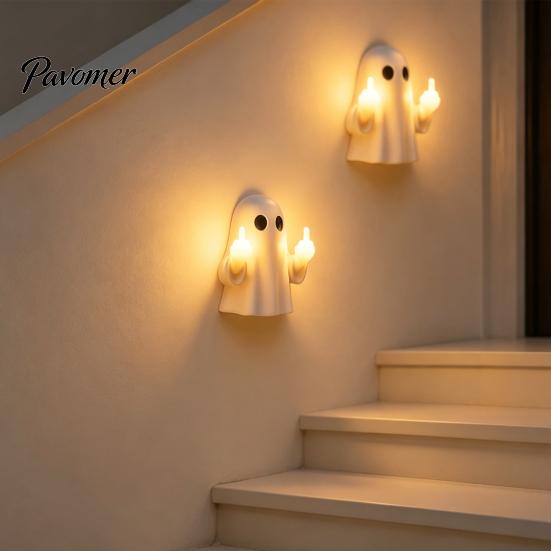LED Mittelfinger Geist Licht Halloween Leuchtendes Nachtlicht, Lustige Wanddeko Lampe, Niedliche Gruselige Tischdekoration für Schlafzimmer Flur Büro