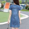 SURWENYUE Fashion Women Clothes Dreesses Short Sleeve Mini Summer  Plus Size 3XL 4XL Denim Dress