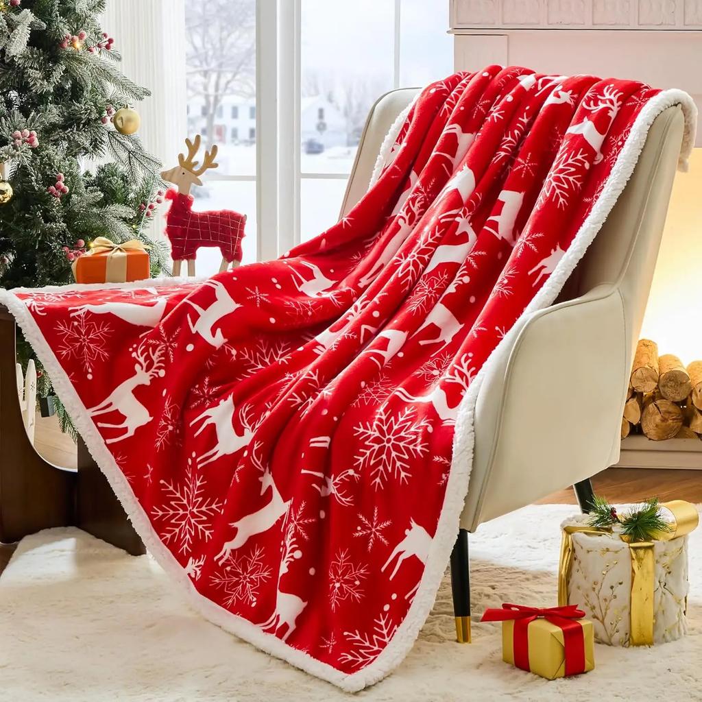 Christmas Throw Blanket Christmas Decorations Gifts Women Sherpa Flannel Blanket Christams Throws for Couch Sofa Bed Christams