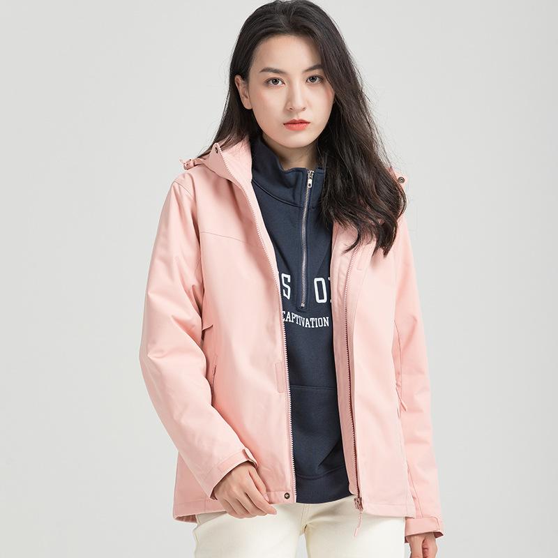 Three-in-one jacket men's waterproof, anti-fouling and warm outdoor two-piece set women's silver fox velvet travel trench coat