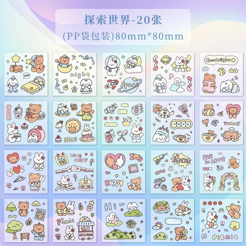 100 teile/satz Koreanischen Stil Nette Mädchen Aufkleber Set DIY Tagebuch Dekoration Material Transparent PET Wasserdichte Aufkleber