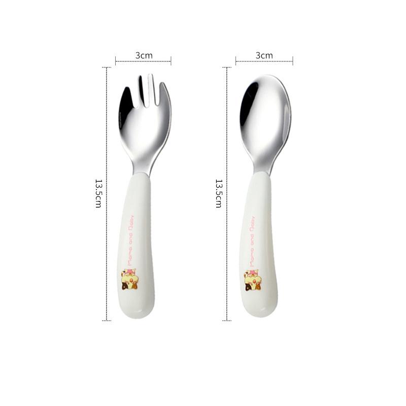 Baby Füttergeschirr Set Kinder Utensil Edelstahl Kleinkind Essgeschirr Besteck Cartoon Säuglingsnahrung Fütterlöffel Gabel