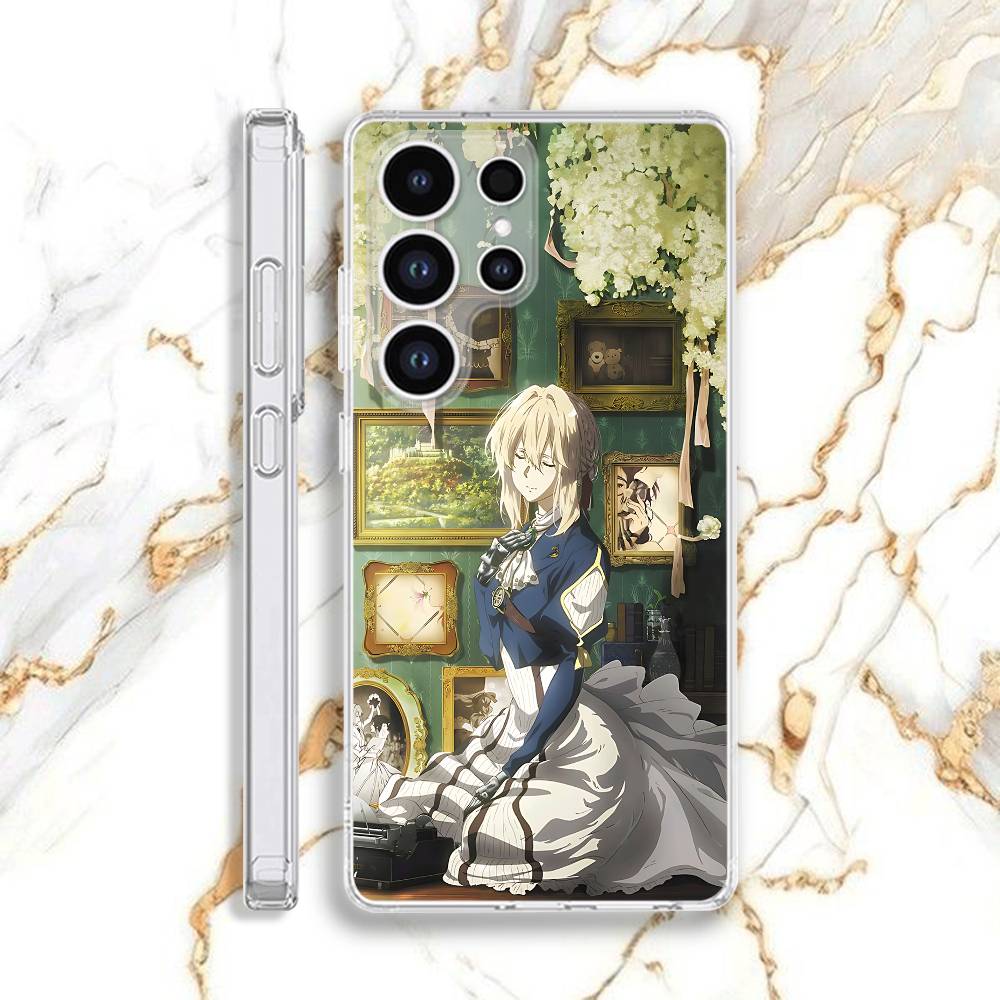 

V-VioletS E-Evergarden Phone Case For Samsung S22,S24,S30,S10,S21,S25,S23,S10,PIus,Ultra,5G,FE,lite Transparent Shell SamsungS205G