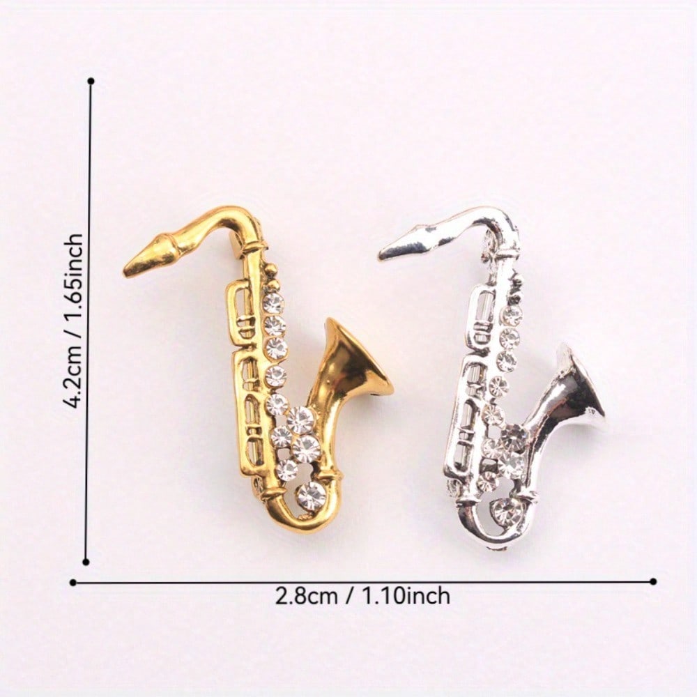1pc Elegant Saxophone Women's Brooch & Pin Jewelry - Retro Elegant, Unique Design, for Scarves/Jackets/Bags, Ideal Holiday Gift