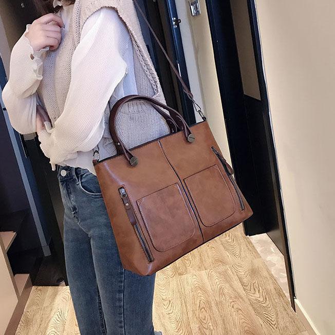 Women's Handbag Elegant Single Shoulder Bag Vintage Solid Color Messenger Bag Simple Versatile Soft Bag