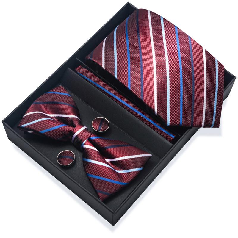 Set de 6 piezas, Corbata de Vestir de Negocios 8 cm Corbata para Hombre Set de Pajarita Caja de Regalo.