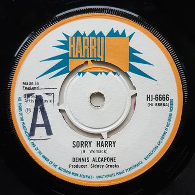 Disque 7 pouces DENNIS ALCAPONE - Sorry Harry HJ6666 Harry J Records 1974 Royaume-Uni Reggae, Ska & Dub Occasion