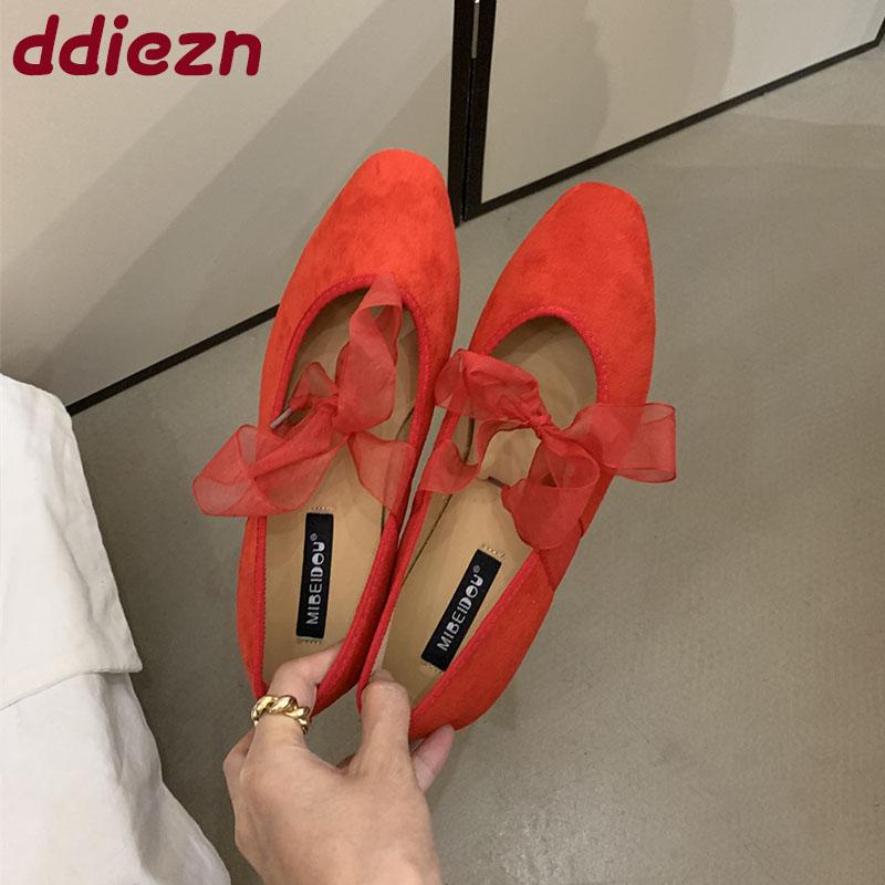 Fashion Fashion Butterfly-Knot Women Mary Janes Flats Slip On Shoes Female Round Toe Footwear Shallow Ladies Flats With Shoes