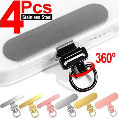 Phone Tether Tab 360° Rotatable Ultra-thin Universal Stainless Steel Phone Lanyard Clip Metal Patch Anti-Lost Strap Fixed Gasket