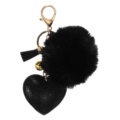 [uxcell] Pom Pom Ball Keychain, Plush Key Ring Backpack Decoration, Cute Heart-Shaped Accessory for Women's Bags, Backpacks, Cars, Keys, and Cell