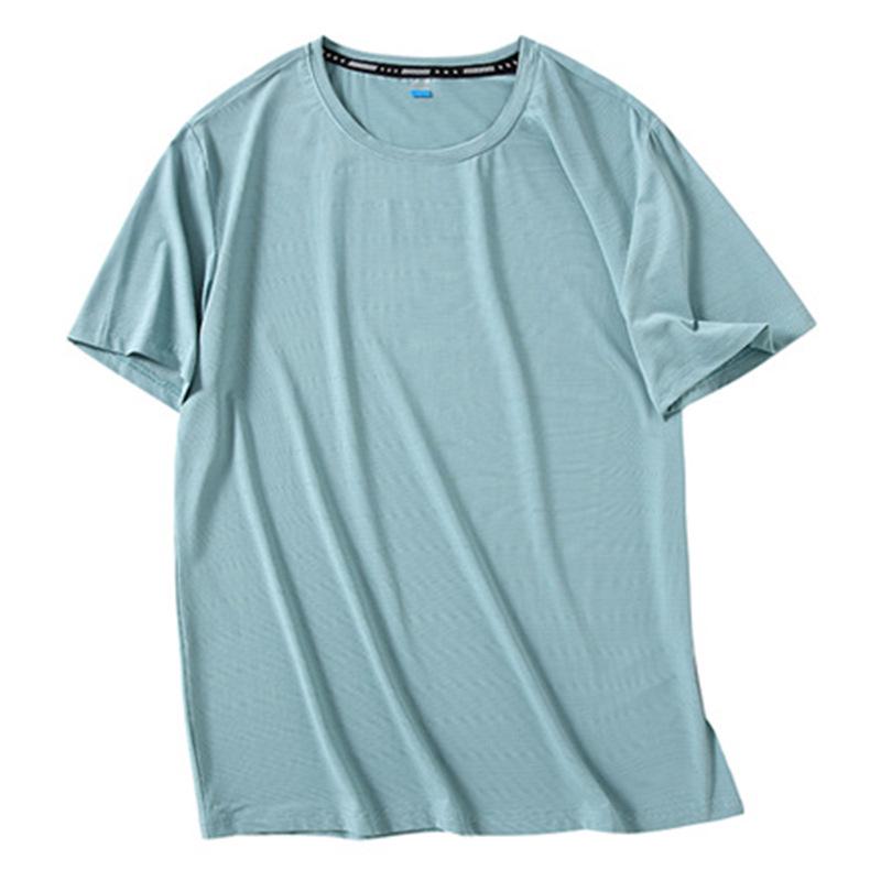 Camiseta Masculina Plus Size de Seda Gelada de Secagem Rápida - Manga Curta, Top de Verão para Fitness