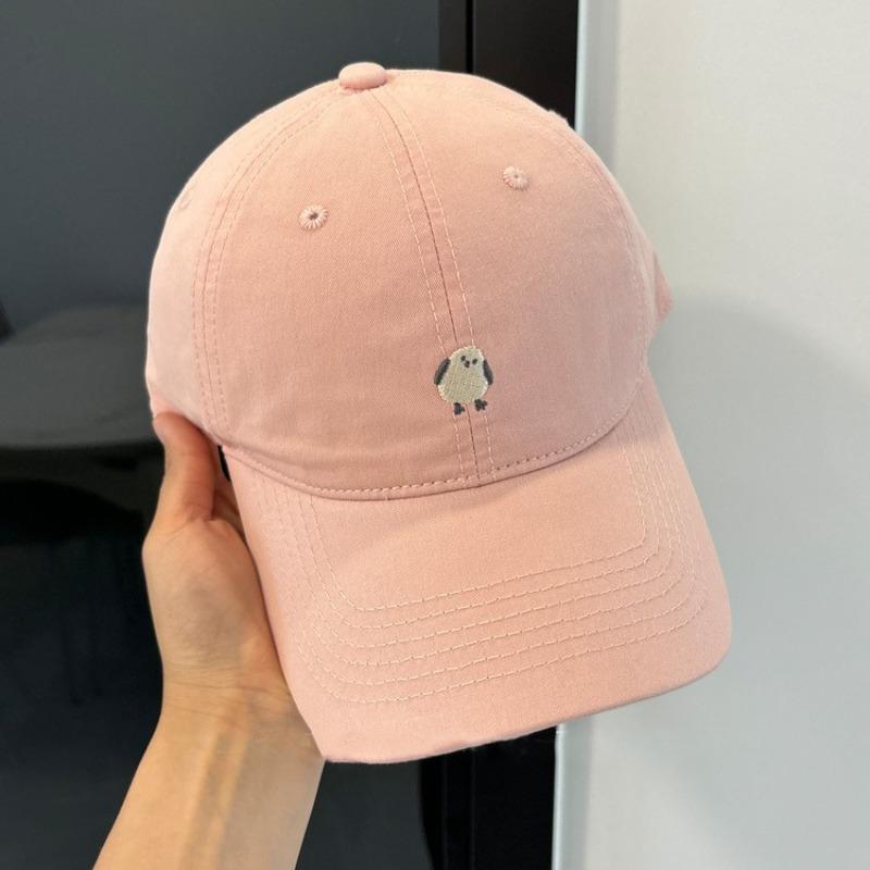 Cute cartoon chick embroidered baseball cap female new wide brim showing face small hat soft top cap male