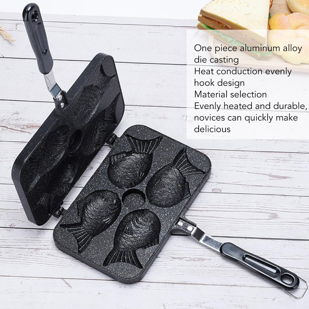 Double Sided Taiyaki Frying Pan Non Stick Taiyaki Frypan Taiyaki Fish Shape Cake Maker Breakfast