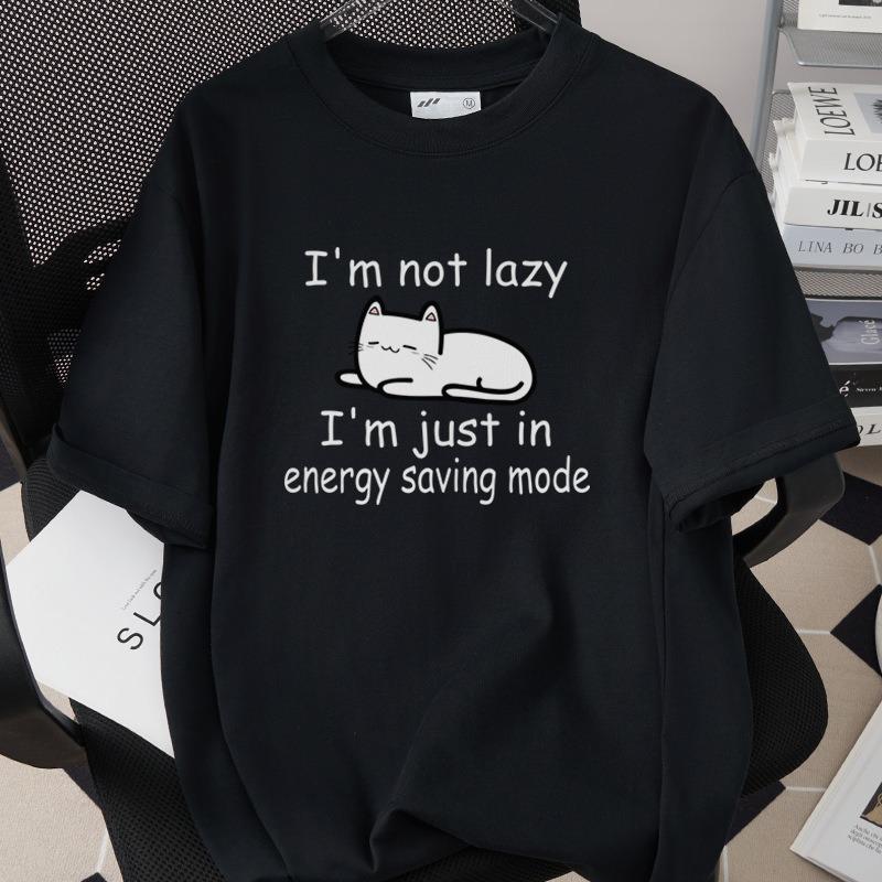 Interesting Cartoon Cat Short Sleeved T-shirt Neutral Casual Versatile Top Cute Cartoon Cat Daily Commuting Casual Home Clothes