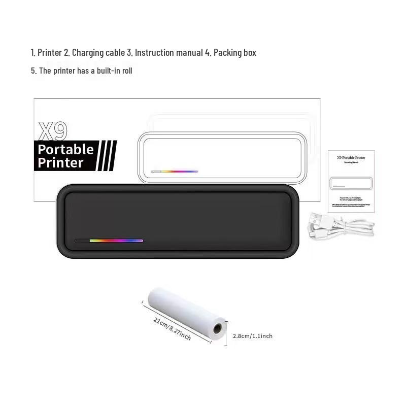 X9 Portable Inkless A4 Photo Printer - Bluetooth Mobile Thermal Printer