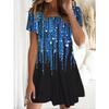 Sommer Damen 3D-Druck Rundhals Kurzarm Kleid Mode Vielseitig Trend Atmungsaktiv Lässig