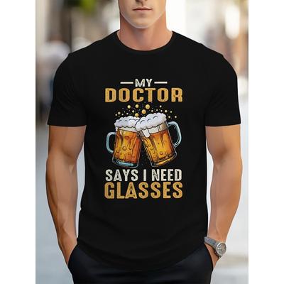 Taglie Europee T-shirt Sportiva da Uomo Nera Stampata in 3D per Birra e Outdoor