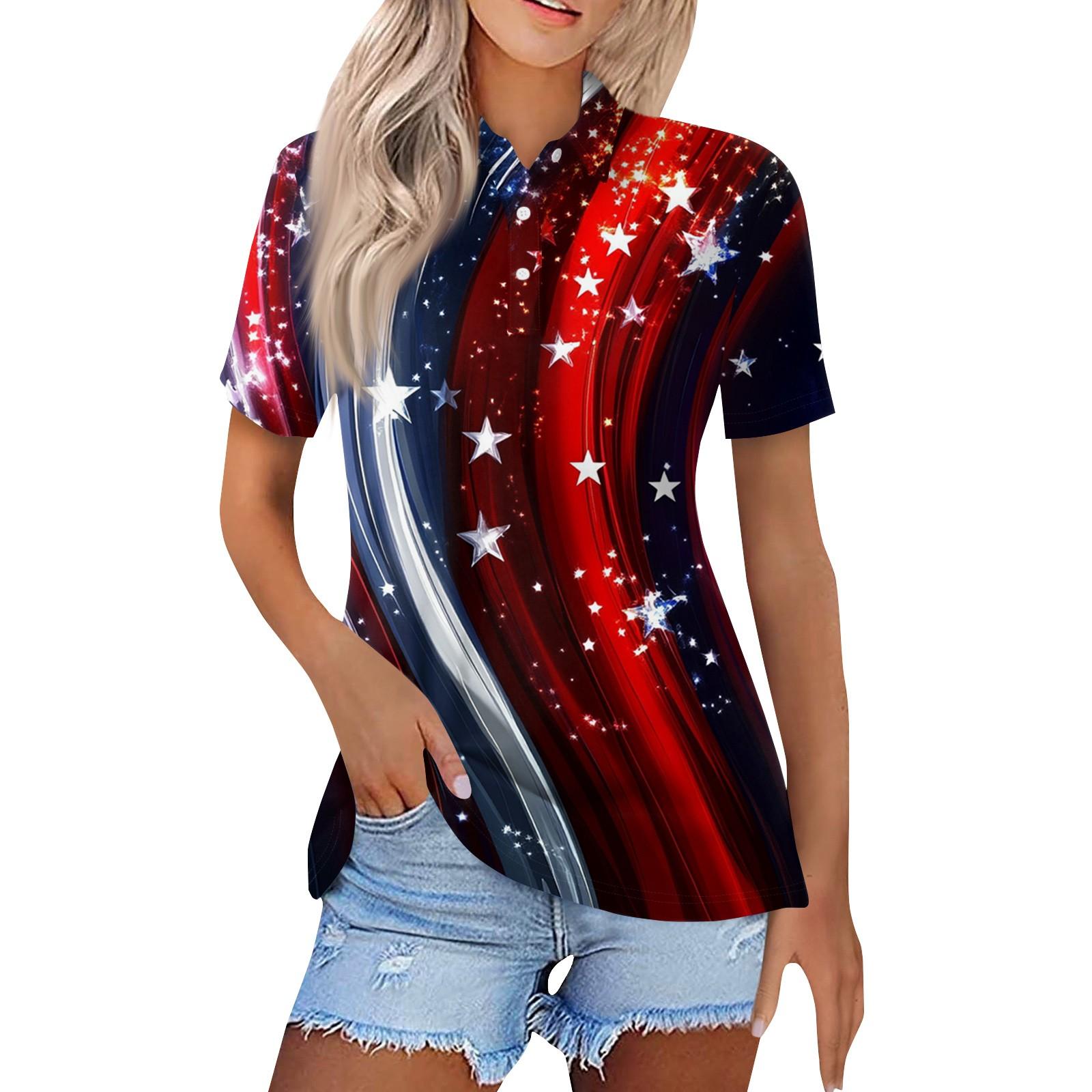 

Женская модная повседневная рубашка с отворотом и коротким рукавом с принтом, женские топы на пуговицах XXL красный