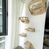 Holz Katzenbaum Wandmontierte Katzenkletterregale Kratzbaum Katzenhängematte Haus Stufen und Sprungplattform Haustiermöbel