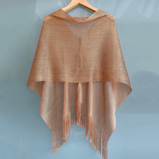 Women Beach Shawl Breathable Fabric Cover-up Shawl with Versatile Tassel Design Weddings Parties Travel Daily