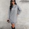 Neues Herbstkleid Langarm Gerade Einfarbig Pulloverrock
