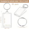 50pcs Transparent Acrylic Photo Picture Keychain – Blank Photo Insert Key Ring, DIY Personalized Gift for Family and Friends