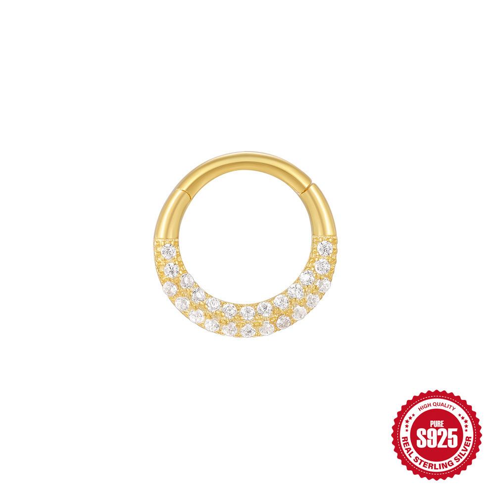 Wind S925 Sterling Silver Star Diamond Temperament Cartilage Piercing Earrings Ear Buckle Nose Ring Dual Use