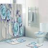 Elegant Bouquet of Fantastic White Flowers 3D Style Shower Curtain Bathroom  with Bath Rug Carpet Set Floral Home Decor