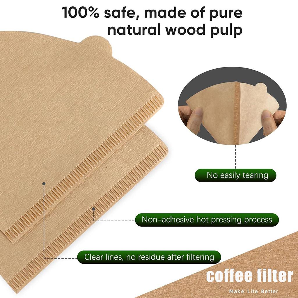40Pcs/Set Coffee Filtration Paper Natural Paper Coffee Filtration Paper Disposable Raw Color Filtration Paper For Flip Brew And Drip Coffee