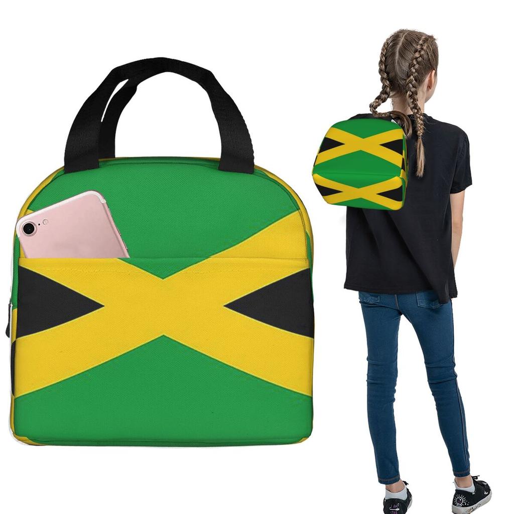Drapeau de la Jamaïque Drapeau Jamaïcain Sac à Lunch Isotherme pour Femmes Enfants Boîtes Alimentaires Portables Boîte à Lunch Thermique Sac Tote