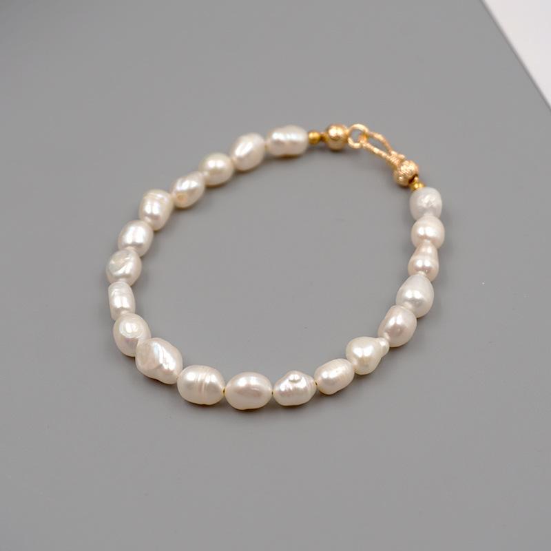 Ladies' Fashionable Natural Pearl Bead Bracelet, Stainless Steel Bead Bracelet, Jewelry Accessory Gift