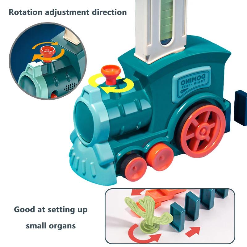 Kids Automatic Laying Domino Train Electric Car Dominoes Set Brick Blocks Kits Games Educational Toys Children Diy Toy Boys Gift