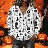 Women's Halloween Print Long Sleeve Hoodie Pullover Sweatshirt