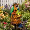 Solar-Powered Outdoor Parrot Stake Light Resin Waterproof Led Parrot Ornament Lamp Decorative for Lawn Backyard Party
