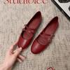 Shoes Well-behaved Round Head Rhinestone Double Buckle Strap Commuter Small Low Heel Mary Jane Single Shoes