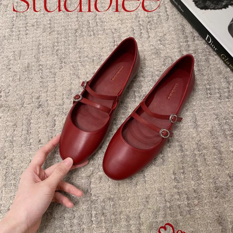 

Туфли послушные круглый носок стразы двойной ремешок с пряжкой для работы маленькая низкая танкетка Мэри Джейн одинарные туфли 40 красный