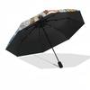 1pc Stained Glass Owl Design Automatic Folding Umbrella - Portable Tri-Fold Design with 8-Bone Iron Frame, Perfect for Outdoor Use, Festive Gifts, Fan