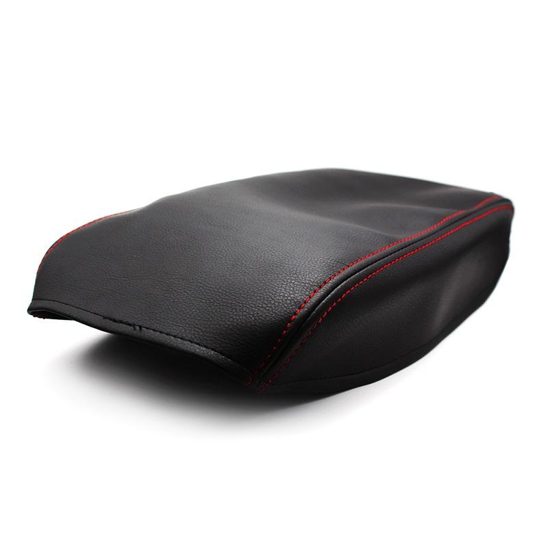 For Toyota Camry 2006 2007 2008 2009 2010 2011 Car Center Console Lid Armrest Box Cover Black / Black Leather with Red Stitching