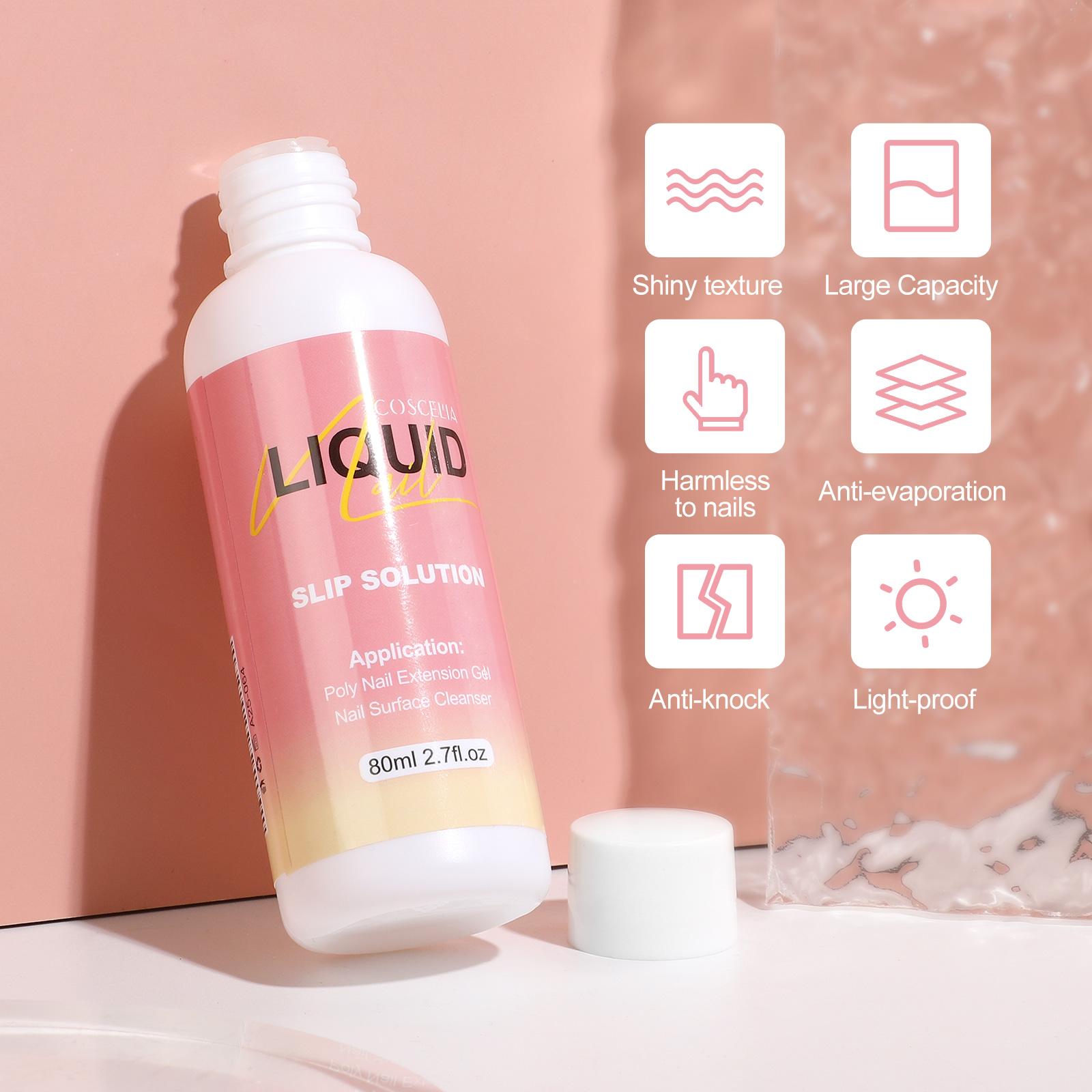 

COSCELIA 80ml Cleanser Plus Anti-stick Poly Nail Extension Gel Slip Solution for Nail Quick Building Acrylic Nails