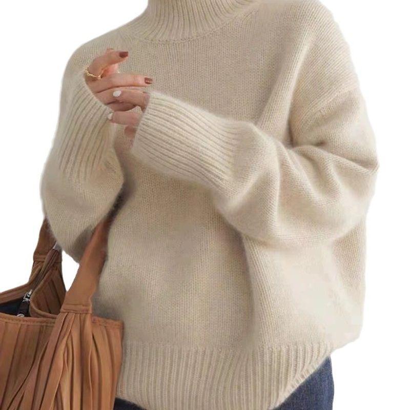 Women's Sweater Fall and Winter Thickened Turtleneck Women Loose Knitted Pullover Sweater Idle Style Bottoming Shirt Women