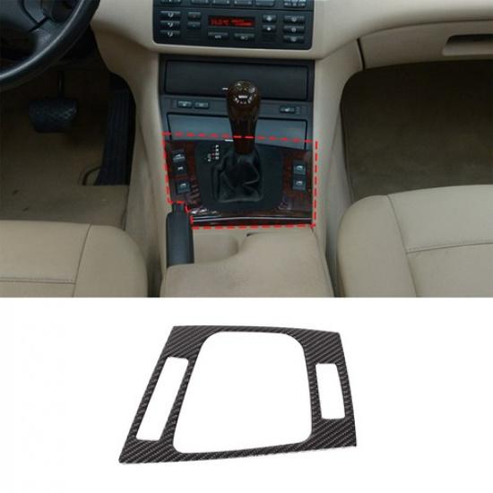 Carbon Fiber Center Gear Shift Panel Cover Trim For BMW 3 Series E46 1998-2005