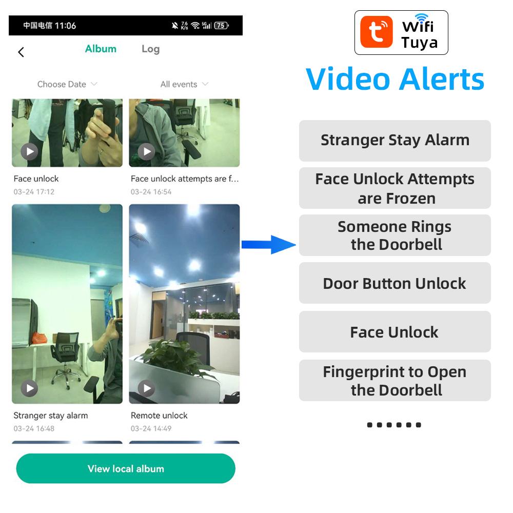 RAYKUBE Fechadura inteligente Tuya WiFi totalmente automática, intercomunicador de vídeo, desbloqueio remoto, reconhecimento facial