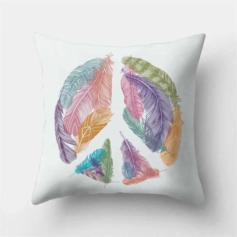45X45Cm Feather Pillowcase Bohemia Dreamcatcher Polyester Cushion Cover Sofa Living Room Car Waist Pillow Cases Home Decoration