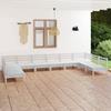 Vidaxl 10-Cz. Garden Lounge Set, White, Pine Wood