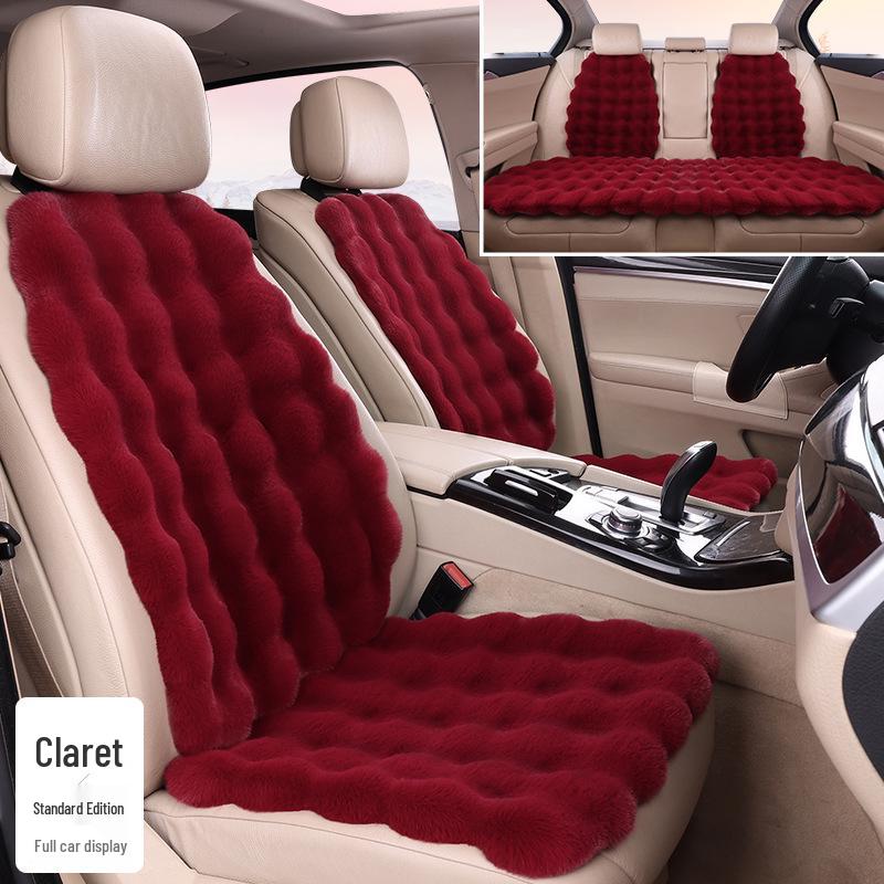 Plush Faux Rabbit Fur Car Seat Cushion: Luxurious Lumbar Support for Autumn and Winter Comfort